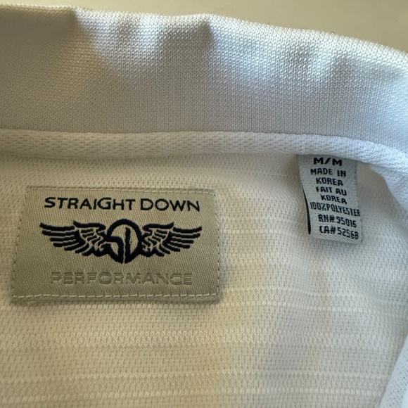 Straight Down Golf Pure White Textured Big Embroidered Logo Polo Mens MEDIUM - Picture 4 of 6